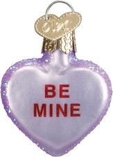 Single Mini Conversation Heart Glass Ornament by Old World Christmas-Be Mine