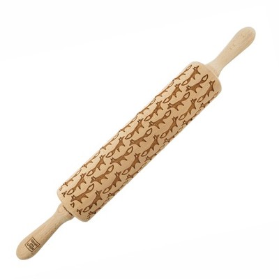 MoodForWood Nudelholz aus Holz, graviert, 43 cm mit Griffen, perfekt zum Backen