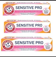 3x Arm Hammer Sensitive Pro Daily Toothpaste 16 Weeks Pain Relief, 75ml