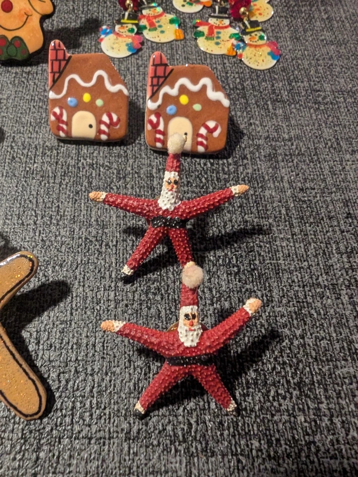 Vintage Christmas Earrings - Handmade - Starfish, Snowman, Gingerbread, Moose - Image 3 of 4