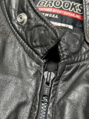 1980s-90s vintage USA made BROOKS motorcycle jacket 46 black 1980s-90s vintage USA made BROOKS motorcycle jacket 46 black
