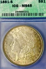 1881-S Morgan Silver Dollar $1, ICG MS65 Great Color