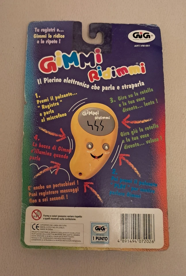 GIMMI RIDIMMI Gig anni '90 Giallo Effetti Sonori Vintage Sigillato - Immagine 2 di 2