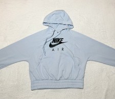 Nike Air Women s Light Blue Cropped Logo Hoodie Training Sweatshirt, XS