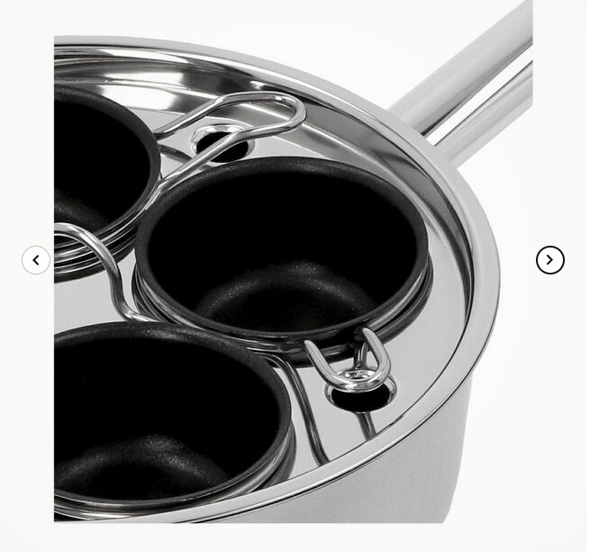 Demeyere Resto Four-Cup Egg Poacher Set 18 cm, 18/10 Stainless Steel, silver