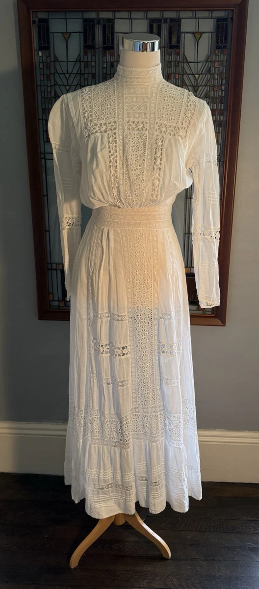 chinese dress ladies Antique 1900s tiered french lace dress – Devore Vintage main image 0