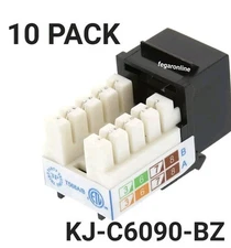 10 PACK KJ-C6090-BK Networx® Cat6 SpeedTerm 90 Degree RJ45 Keystone Jack RoHS