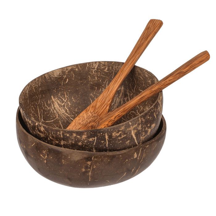 Coconut Bowls And Spoon Set Natural Eco-friendly Cereal Soup Rice Sustainable