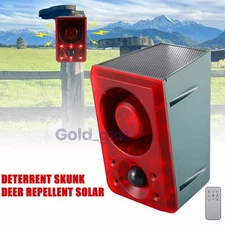 Solar Sound & Light Alarm Motion Sensor 130dB Outdoor Dog Barking Security Siren