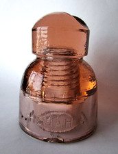 GORGEOUS! Mid1900s CD#569.2 PINK PUCE Glass RUSSIA BELARUS Telephone INSULATOR