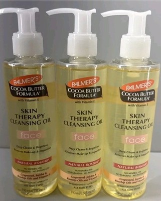 3 Bottles Palmers Cocoa Butter Skin Therapy Cleansing Oil Face Rosehip 6.5 fl oz
