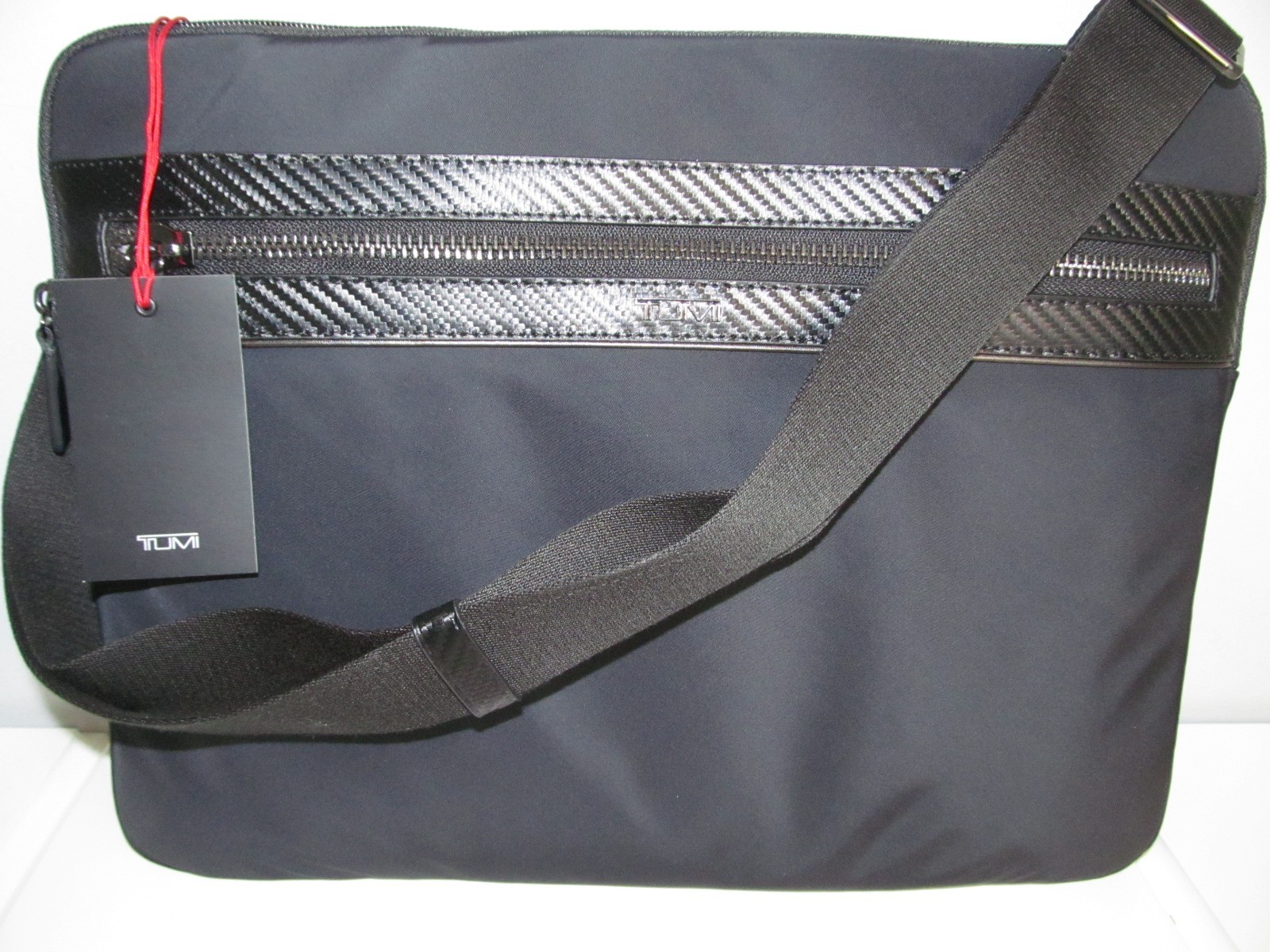 TUMI Kalvin Executive Black Nylon-Leather 14" Laptop Sleeve-Crossbody-Carbon NWT