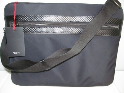 TUMI Kalvin Executive Black Nylon-Leather 14'' Laptop Sleeve-Crossbody-Carbon NWT