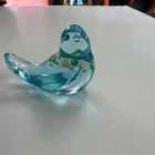 Fenton Blue Glass Painted And Signed Bird