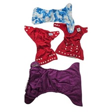 Lot of 4 snap cloth diapers unisex bumgenius fuzzibunz mixed brands no inserts 