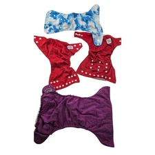 Lot of 4 snap cloth diapers unisex bumgenius fuzzibunz mixed brands no inserts *