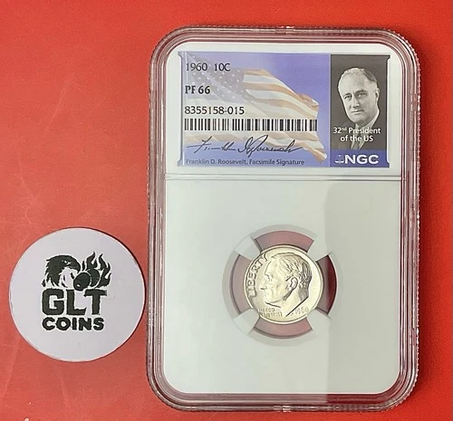 1960 Proof Roosevelt Dime (.90 Silver) ✦ NGC PF66 ✦ Classic Portrait Label