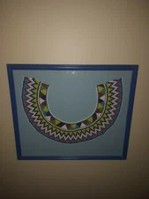 VTG LARGE TRIBAL AFRICAN ZULU BEADWORK COLLAR 17" COSTOM FRAMED 