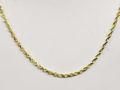 10k Gelbgold 22'' Massiv Diamantschliff Seil Anhänger Kette/Halskette 2,5mm 7grms