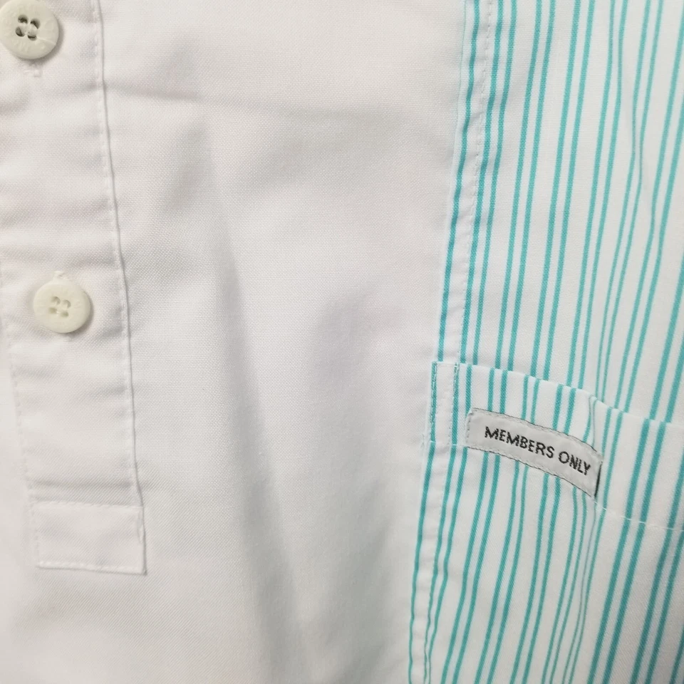 Members Only Vintage Pullover Shirt Mens M White Striped Short Sleeve - Image 4 of 4