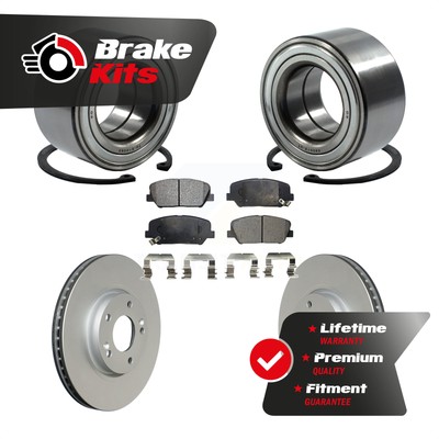 Front Wheel Bearing Coated Brake Rotor & Pads Kit For 2013-2015 Hyundai Veloster