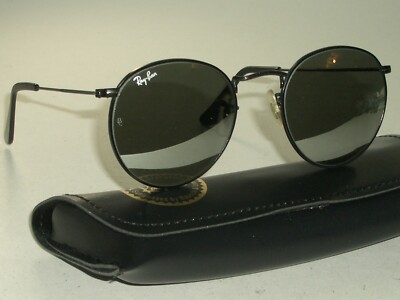 50mm B&L RAY BAN G31 UV BLACK CHROME SILVER MIRROR ROUND  display picture 3