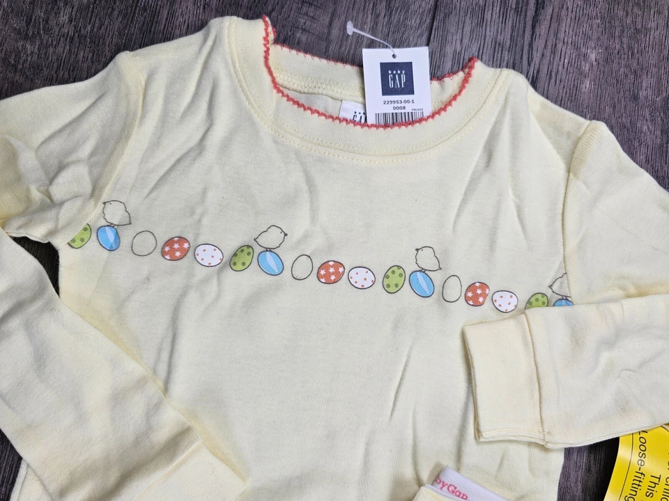 Little Girl Clothes New Gap 2pc Size 4 Yellow Spring Chicken Easter Egg Pj's - Image 3 of 3