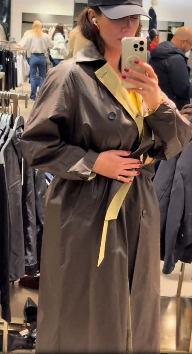 Zara Reversible Trench Coat ZW Collection Dark Brown Ecru Beige  