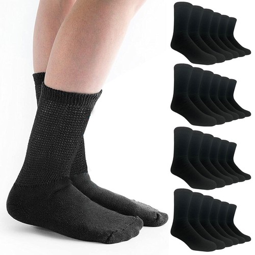 Chaussettes Diabétiques Homme LOFIR - 4 Paires - Sans Couture, Semelle Rembourrée, Bordure Extra Large - Confort Max Pour Pieds Sensibles