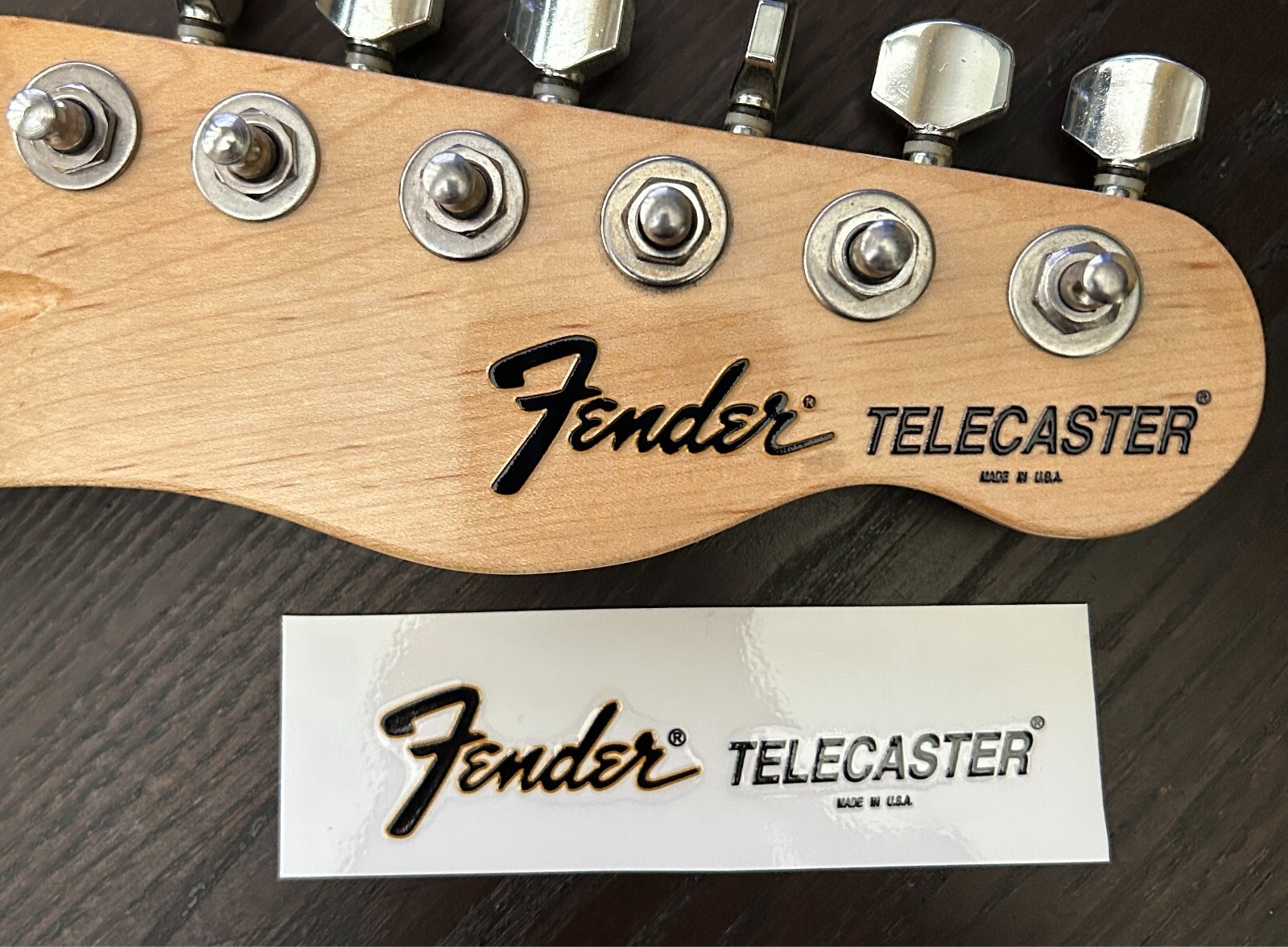 Fender USA Telecaster headstock UV DTF instant  logo  Decal  no top coat needed