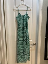 Forever 21 Maxi Summer Dress Light Green Spaghetti Strap With Belt Size Small