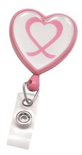 5 Pack - Breast Cancer Awareness Retractable ID Holder Badge Reel Pink Ribbon