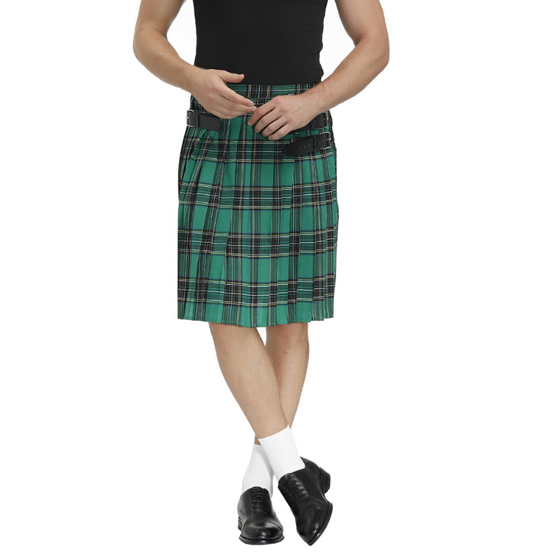 Gonna scozzese kilt da uomo, stile vintage, alla moda, classica gonna a pieghe con tasche, gonna a pieghe medievale stile scozzese retrò gonna scozzese, Blu, S