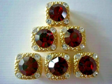 2 Hole Slider Beads Gaiety Red in Gold Crystal 6