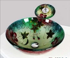 Round Tempered Glass Sink Cloakroom Counter Top Washbasin BW12-099