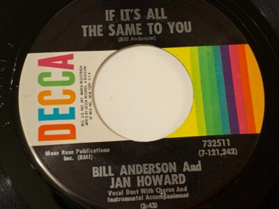 JAN HOWARD & BILL ANDERSON M- I Thank God For You 45 It It's All The Same to 7''