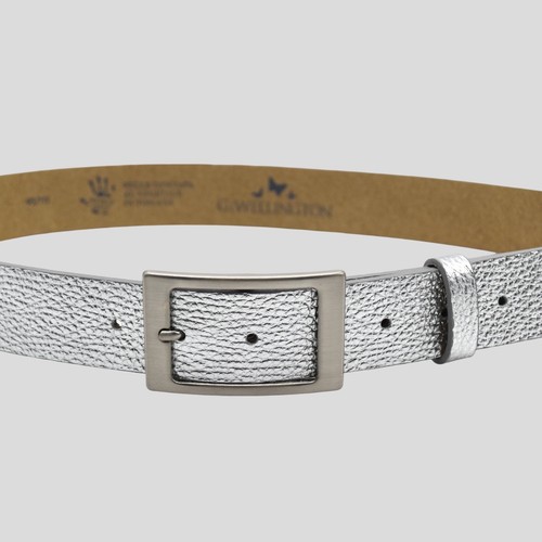 Cintura in pelle da donna tinta unita larga 3,5 cm con fibbia argento - Foto 19 di 40