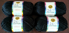 4 Skeins Lion Brand Yarns 24/7 100 Mercerized Cotton 761-153 Black 3.5oz 186yds