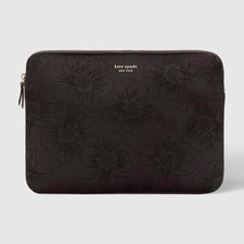 Kate Spade Slim Neoprene Laptop Sleeve 15  Matte Black/Gold Floral Detail