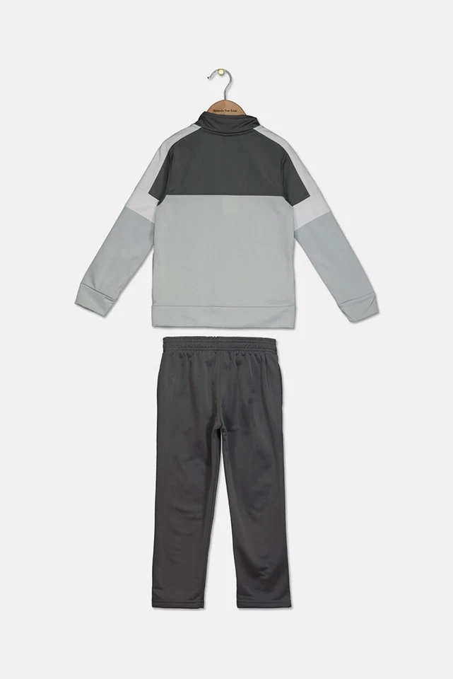 novo CONJUNTO DE TERNO TRICOT TRACK PUMA criança menino tamanho 24m 2T calça jogger cinza + jaqueta - Imagem 2 de 4