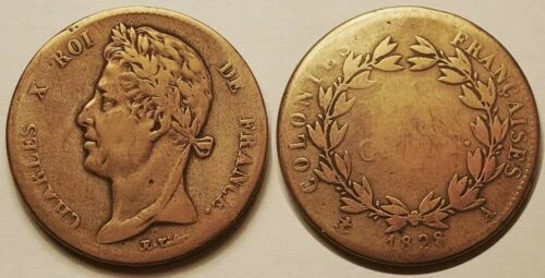 Pièces de monnaie françaises de 5 centimes pour 5 centimes sur Charles X