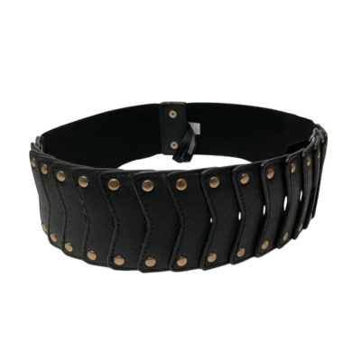 Bebe black faux vegan leather studded stretch snap closure 