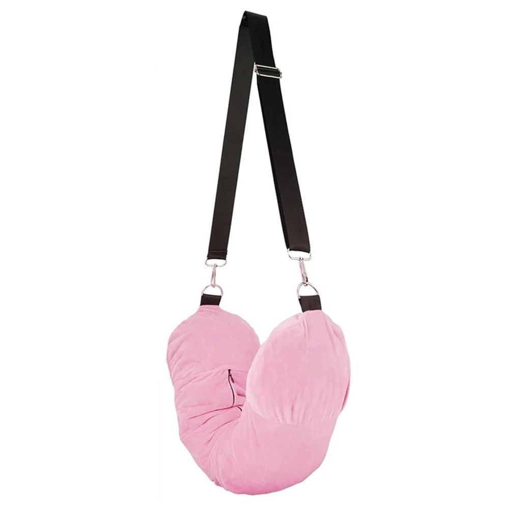Velvet Stuffable Travel Neck Pillow with Hidden Storage Compartment