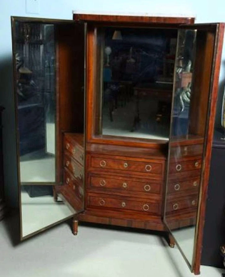 Gabinete tocador francés convertido Secretaire d'Abattant de 1800 en tocador - REDUCIDO Foto 2 de 4