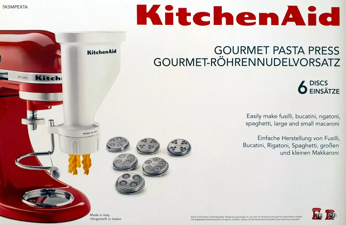 KitchenAid 5KSMPEXTA Röhrennudel-Vorsatz, Küchenmaschinen-Zubehör,  Pasta-Presse 5413184400033