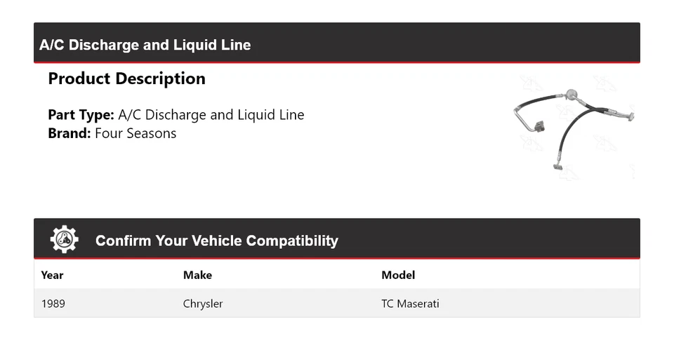 适用于 1989 年克莱斯勒 TC 玛莎拉蒂空调和液体线 4 季 — 第 2/4 张图片