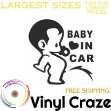 Baby In Car Peeing Window or Vehicle Vinyl Decal Sticker ANY Color FREE SHIP 