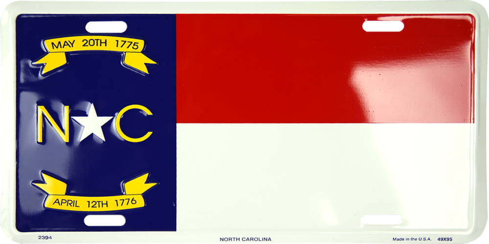 North Carolina NC Flag 6x12 Inch Aluminum License Plate Tag