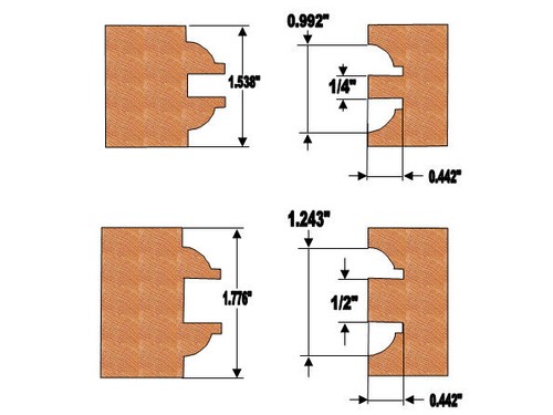 2 pc 1/2" SH Entry & Interior Door Round Over Matched R&S Router Bit Set - Picture 6 of 11