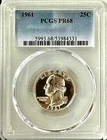 1961 SILVER PROOF WASHINGTON QUARTER PCGS PR68, LIGHT CAMEO OBVERSE